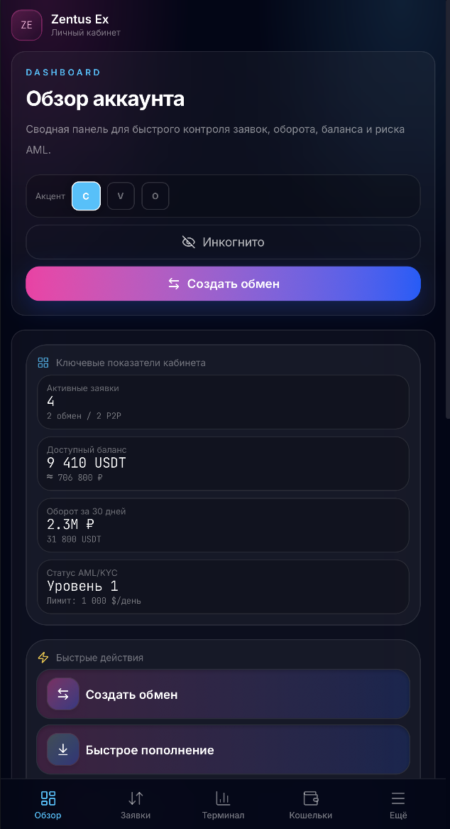 Zentus mobile flow